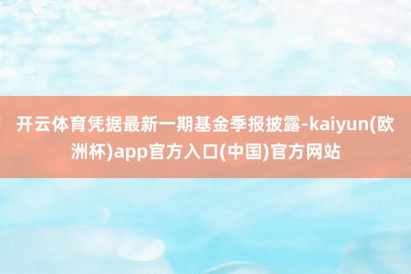 开云体育凭据最新一期基金季报披露-kaiyun(欧洲杯)app官方入口(中国)官方网站