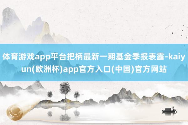 体育游戏app平台把柄最新一期基金季报表露-kaiyun(欧洲杯)app官方入口(中国)官方网站