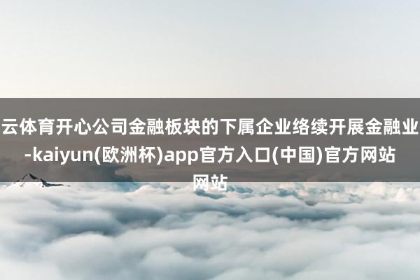 开云体育开心公司金融板块的下属企业络续开展金融业务-kaiyun(欧洲杯)app官方入口(中国)官方网站