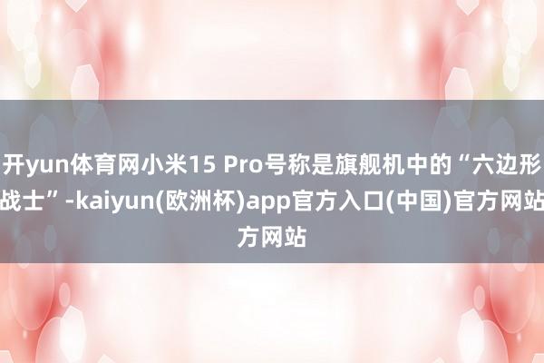 开yun体育网小米15 Pro号称是旗舰机中的“六边形战士”-kaiyun(欧洲杯)app官方入口(中国)官方网站