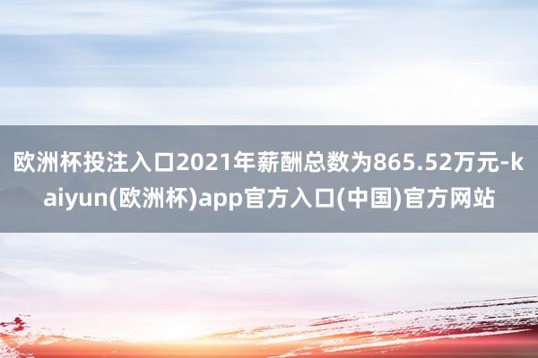 欧洲杯投注入口2021年薪酬总数为865.52万元-kaiyun(欧洲杯)app官方入口(中国)官方网站