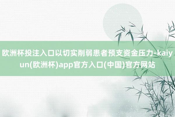 欧洲杯投注入口以切实削弱患者预支资金压力-kaiyun(欧洲杯)app官方入口(中国)官方网站