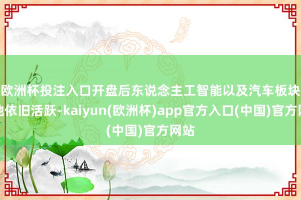 欧洲杯投注入口 开盘后东说念主工智能以及汽车板块场地依旧活跃-kaiyun(欧洲杯)app官方入口(中国)官方网站