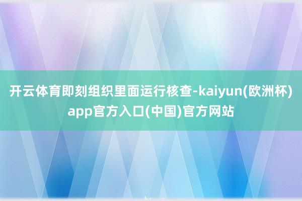 开云体育即刻组织里面运行核查-kaiyun(欧洲杯)app官方入口(中国)官方网站