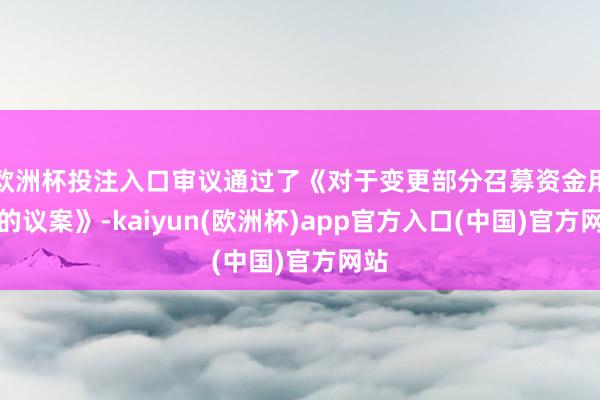 欧洲杯投注入口审议通过了《对于变更部分召募资金用途的议案》-kaiyun(欧洲杯)app官方入口(中国)官方网站